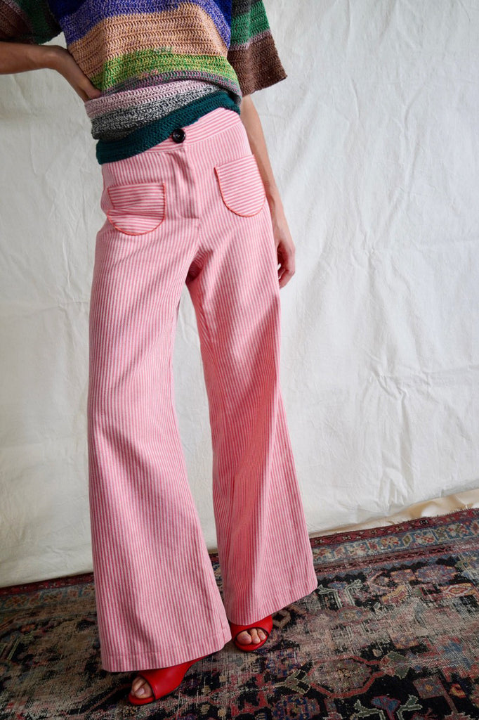 Lido Pants. Coral Striped