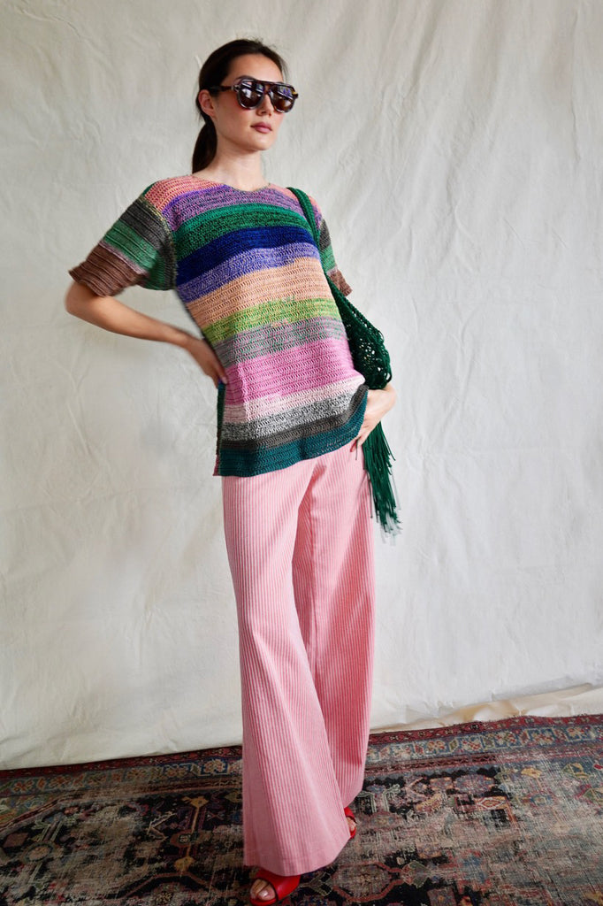 Lido Pants. Coral Striped