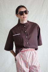 Travel Shirt. Short Sleeve. Dark Chocolate