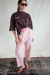 Travel Pants. Red / Rose striped