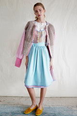 Knitwear No.121. Cardigan in fraise, vanilla and chocolate.
