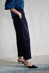 Serge Pants. Marine. Ruffled