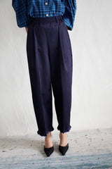 Serge Pants. Marine. Ruffled
