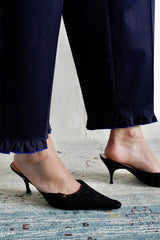 Serge Pants. Marine. Ruffled