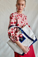 XL IRMA Canvas Tote. Blue