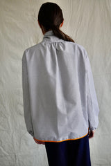 Cala Blouse. Dark Grey Striped