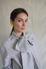 Cala Blouse. Dark Grey Striped