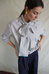 Cala Blouse. Dark Grey Striped