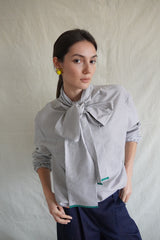 Cala Blouse. Dark Grey Striped