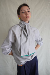 Cala Blouse. Dark Grey Striped