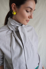 Cala Blouse. Dark Grey Striped