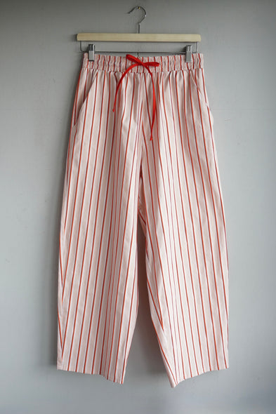 Travel Pants. Red / Rose striped