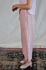 Travel Pants. Red / Rose striped