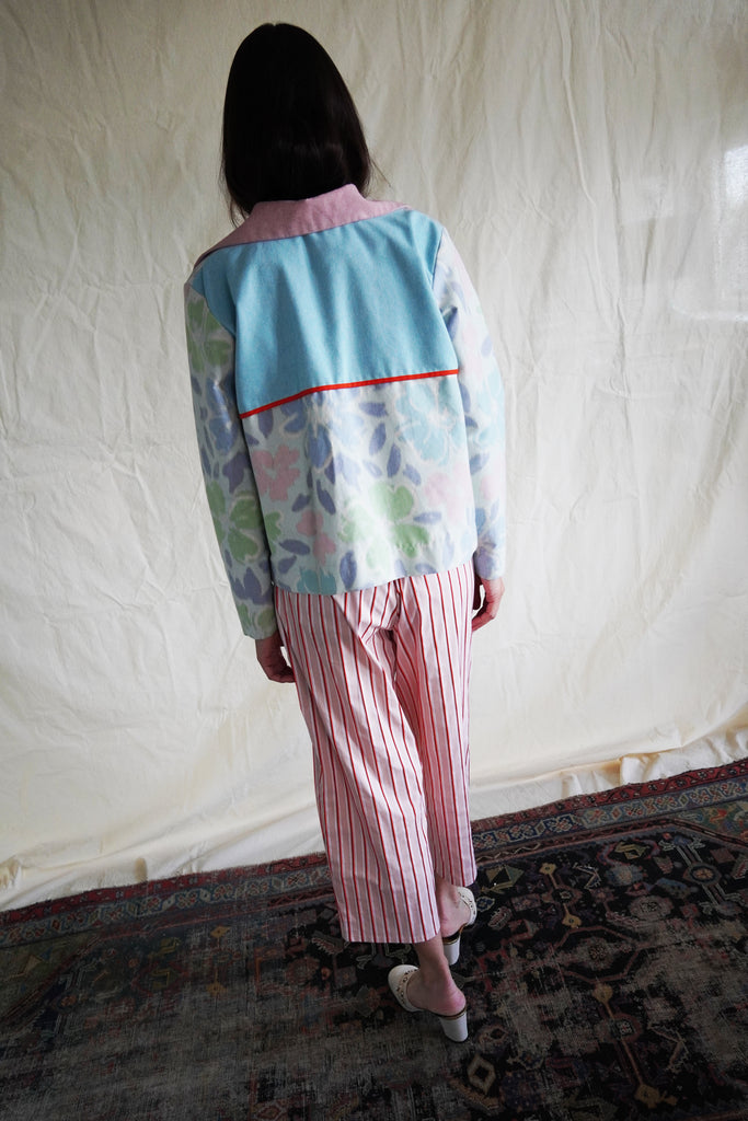 Travel Pants. Red / Rose striped
