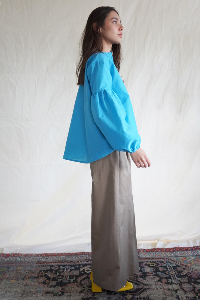 Seville couture blouse. Turquoise Linen