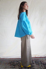 Seville couture blouse. Turquoise Linen