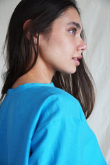 Seville couture blouse. Turquoise Linen