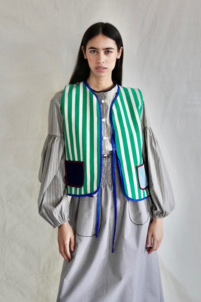 Reversible stripe vest. Jim Thompson