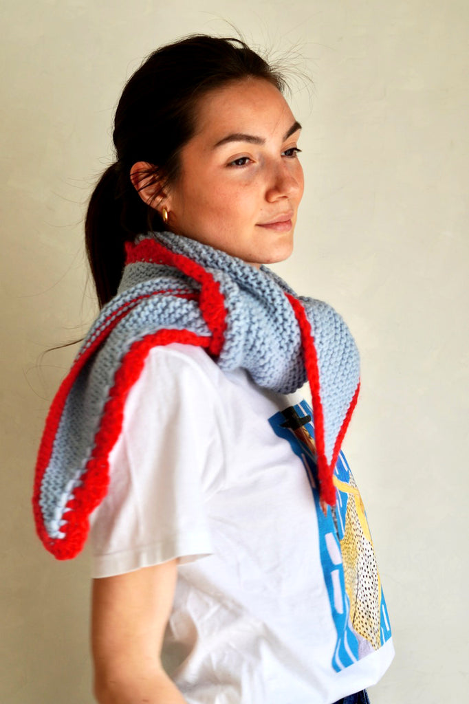 Crocheted Wool Triangle Summer Scarf
