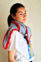 Crocheted Wool Triangle Summer Scarf