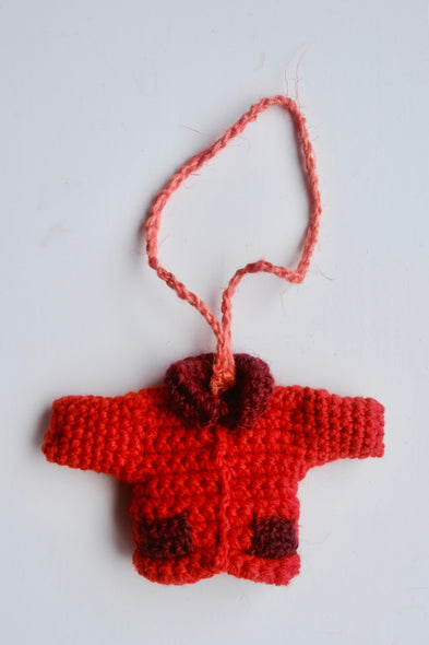 Hand crocheted charm. Red Princess Coat