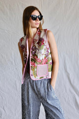 Reversible vest. Roses