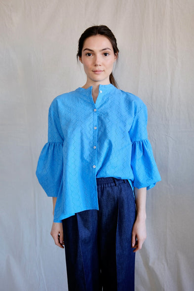 Seville couture blouse. Azur Blue