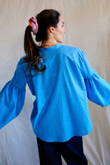 Seville couture blouse. Azur Blue