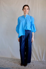 Seville couture blouse. Azur Blue