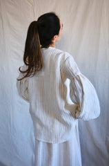 Seville couture blouse. Mocca striped