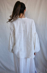 Seville couture blouse. Mocca striped