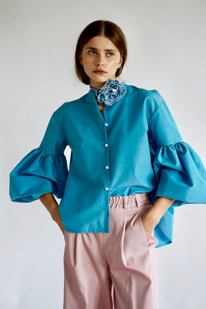 Seville couture blouse. Turqoise