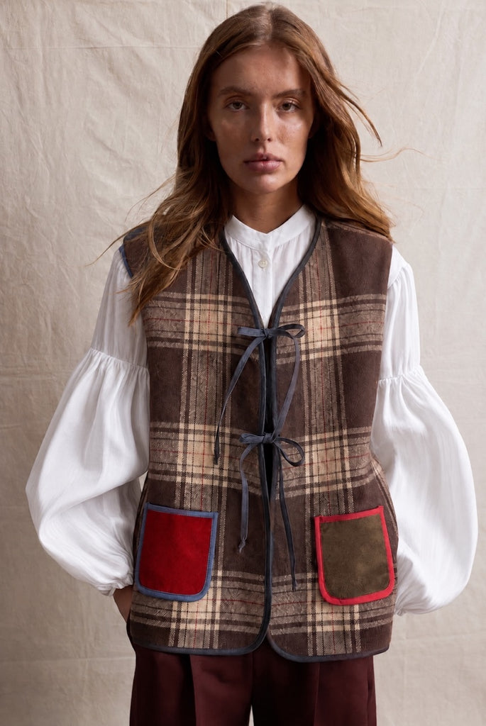 Veste Glenford reversible patchwork vest by Jasmin Khezri Collection