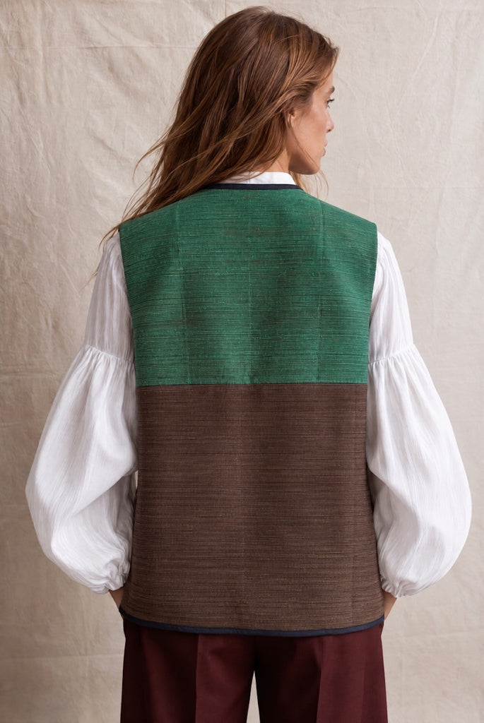 Veste Glenford reversible patchwork vest by Jasmin Khezri Collection, view 4 of 5