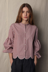 Seville blouse. Striped cropped. Burgundy