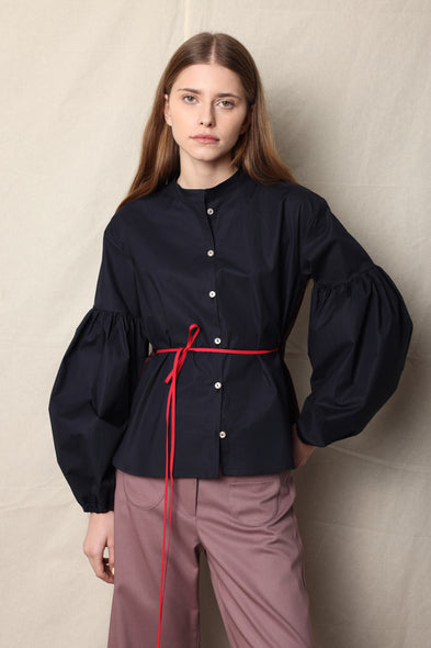 Seville blouse. Red Ribbon. Marine / Aubergine