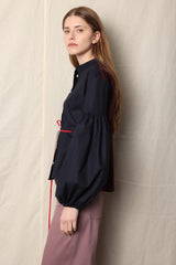 Seville blouse. Red Ribbon. Marine / Aubergine