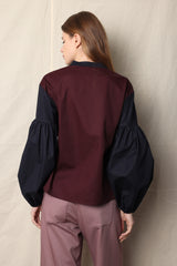 Seville blouse. Red Ribbon. Marine / Aubergine