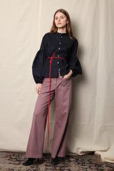 Seville blouse. Red Ribbon. Marine / Aubergine