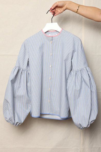 Seville blouse. Baby blue stripes