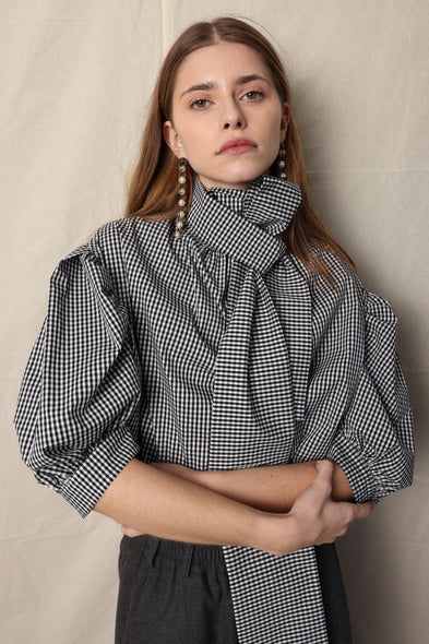 Cala Memphis Bow blouse. Check. B&W