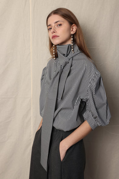 Cala Memphis Bow blouse. Check. B&W