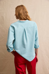 Travel Shirt. Ocean Blue