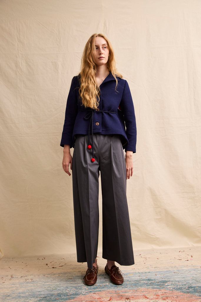 Weekend Jacket. Marine with Pom Pom Belt