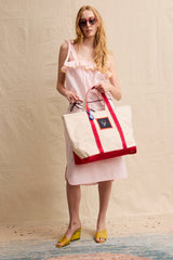 XL IRMA Canvas Tote. Red