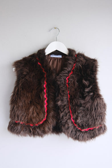 Cropped lamb fur vest