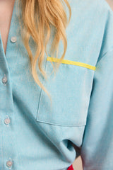 Travel Shirt. Ocean Blue