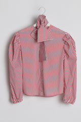 Gazelle d'Or bow blouse. Red stripes