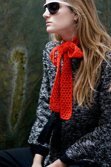 Crocheted mini scarf red