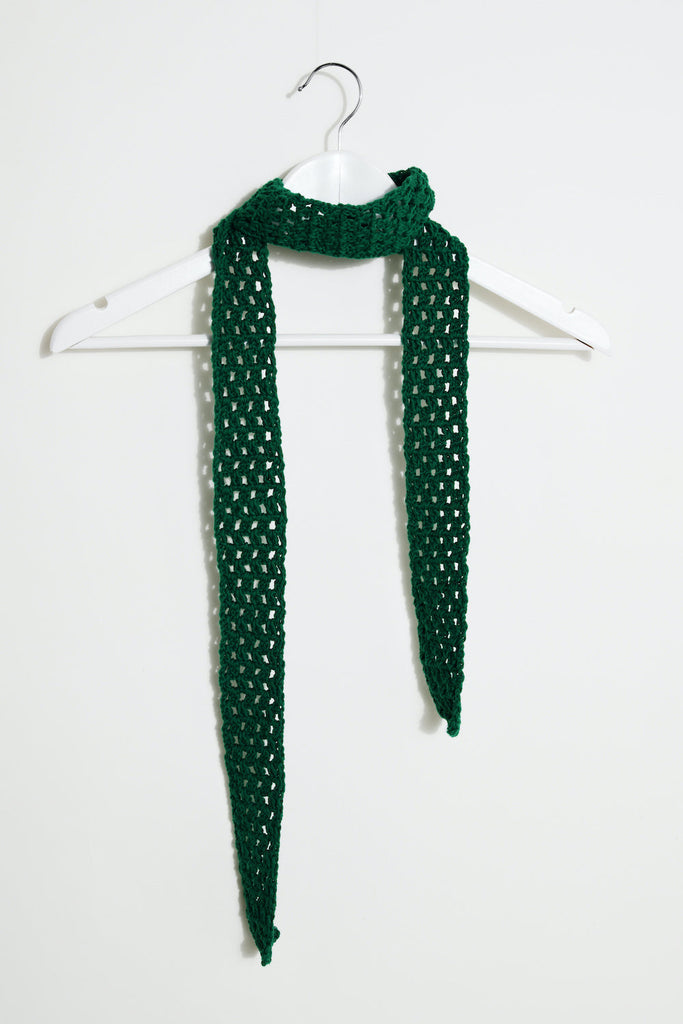 Crocheted mini scarf green